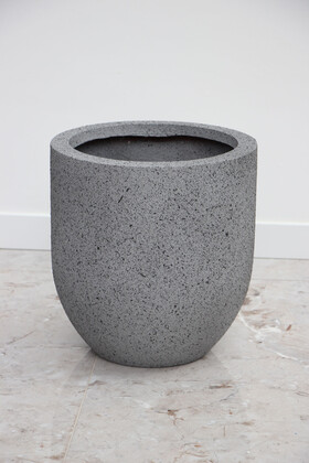 Fiber Stone Saksı Kısa Kapsül Model Beton Dokulu 40 cm Gri-Siyah (Kırılmaz-Çizilmez) - Yapay Çiçek Deposu