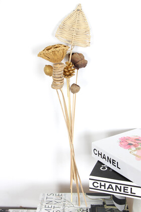 Yapay Çiçek Deposu - Dekoratif Tropikal Kuru Çiçek Buketi Vazo Çiçeği 50 cm Set 12