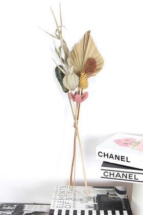 Yapay Çiçek Deposu - Dekoratif Tropikal Kuru Çiçek Buketi Vazo Çiçeği 50 cm Set 7