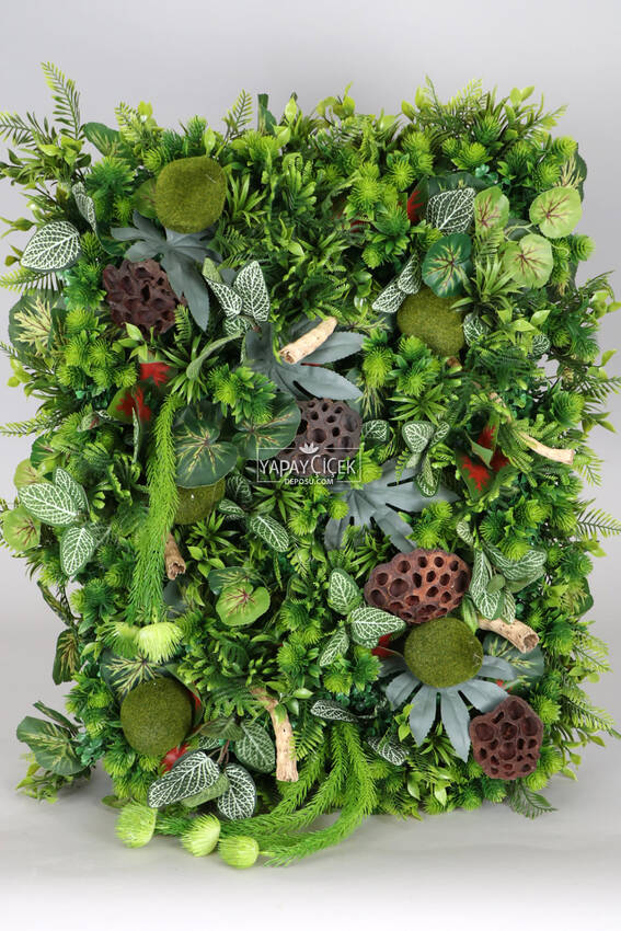 Yapay Dikey Bitki Hazır Duvar Paneli 55 cm x 55 cm Model 5 Duvar