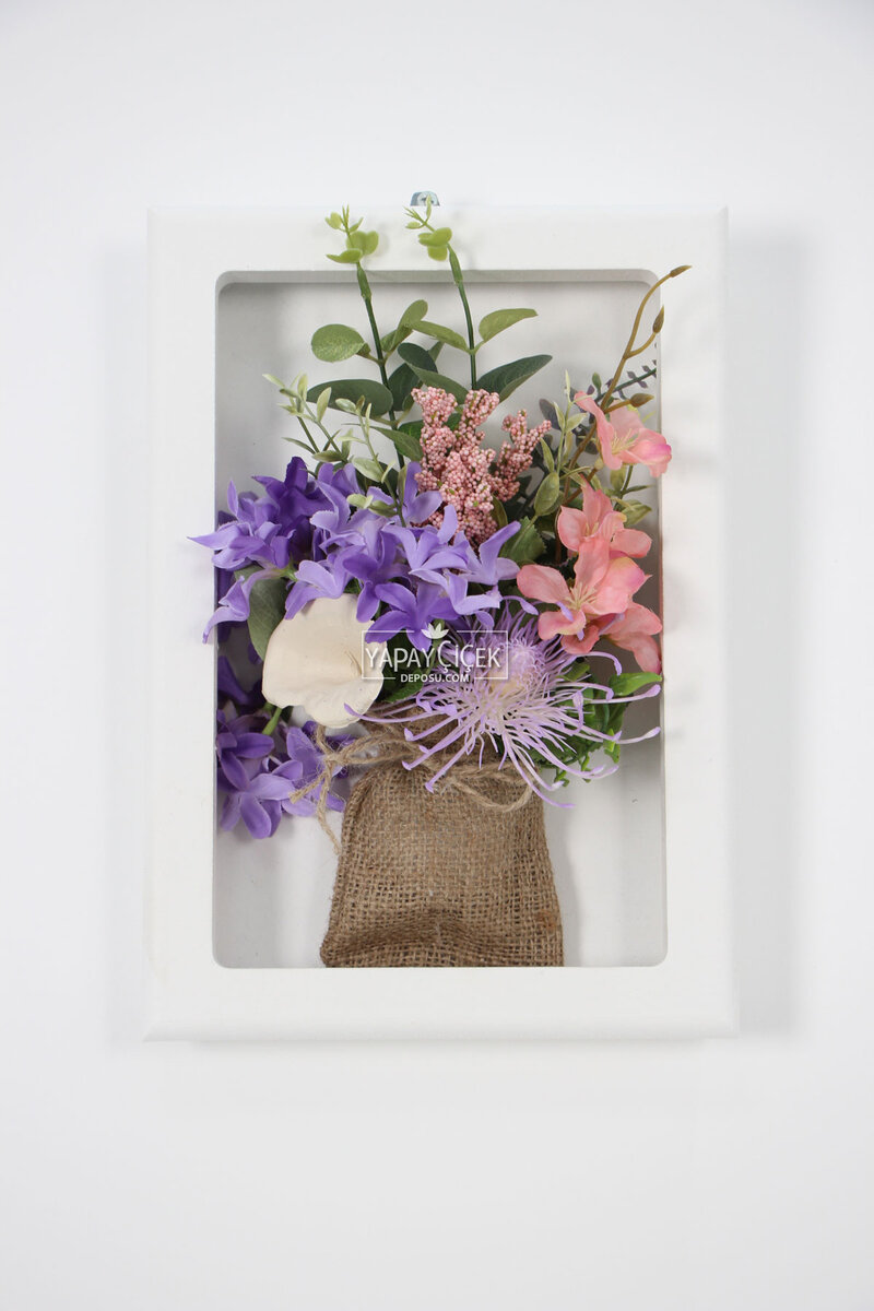 Dekoratif Vintage Vazoda Çiçekli Çerçeve Tablo 21cmx30cm