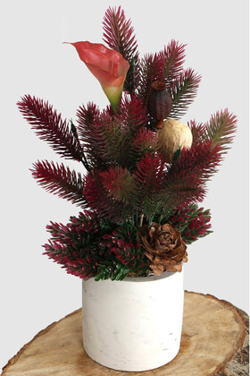 Beton Saksıda Yapay Çam Dalı Gala Tanzimi 32 cm - 3