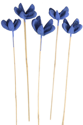 Yapay Çiçek Deposu - Tropic Bullet Flower Kuru Çiçek Tropik 5li Saks Mavi
