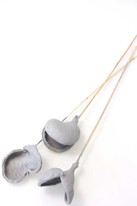 Yapay Çiçek Deposu - 3lü Tropic Bitki Badam on Stem 45 cm Duman Grisi