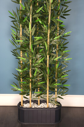Dekoratif Saksıda Kumaş Yapraklı 5 Çubuklu Bambu Seperatör (20x50x180cm) - Thumbnail