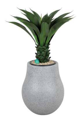 Fiber Stone Saksı Armut Model Beton Dokulu 60 cm Gri-Siyah (Kırılmaz-Çizilmez) - 3