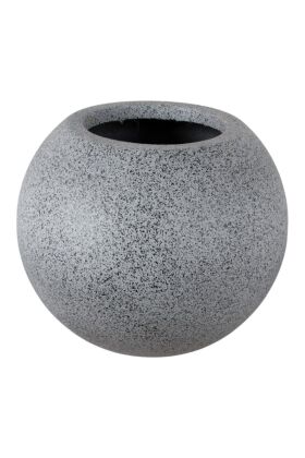 Fiber Stone Saksı Büyük Küre Model Beton Dokulu 50 cm Gri-Siyah (Kırılmaz-Çizilmez) - 