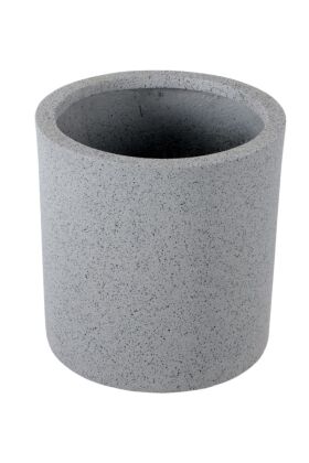 Fiber Stone Saksı Silindir Model Beton Dokulu 35 cm Gri-Siyah (Kırılmaz-Çizilmez) - Yapay Çiçek Deposu