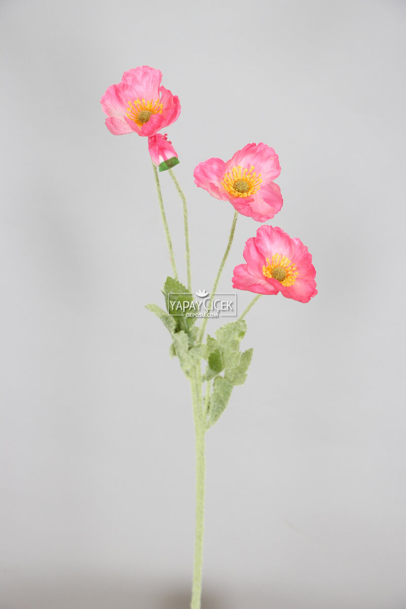 Yapay Çiçek 4lü Gelincik Dalı 60 cm Fusya