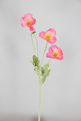 Yapay Çiçek 4lü Gelincik Dalı 60 cm Fusya - Thumbnail