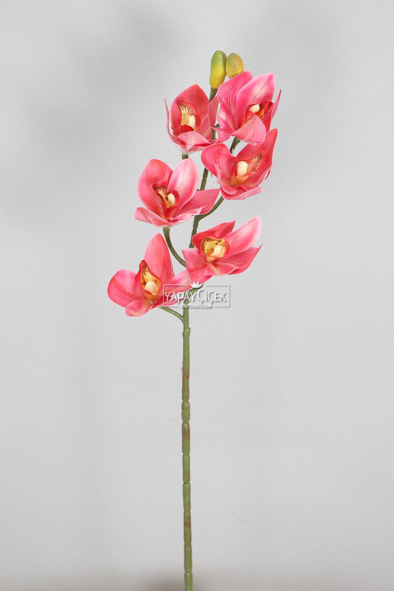 Yapay Islak Dokulu Premium Singapur Orkide Çiçeği 72 cm Fuşya