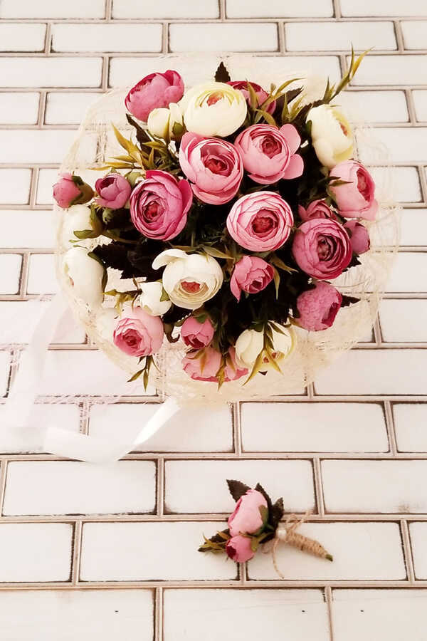 Gelin Çiçeği Annabel 2li Set (gelin Buketi, Yaka Çiçeği)