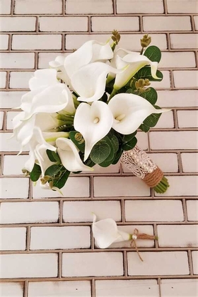 Yapay Çiçek Deposu - Gelin Buketi Elit Islak Gala 2li Set Beyaz