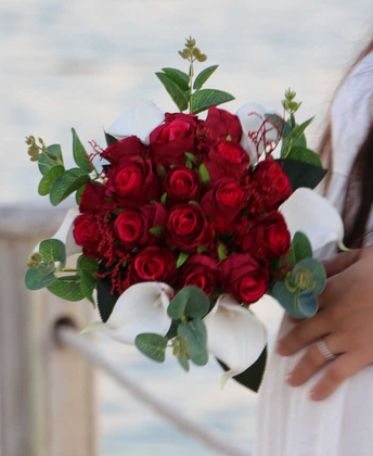 Kırmızı Güller Gala Şöleni Gelin Çiçeği Case 2li Set - Thumbnail