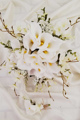 Yapay Çiçek Deposu - Gelin Buketi Lüx Serisi Beyaz Gala Serüveni 2li Set