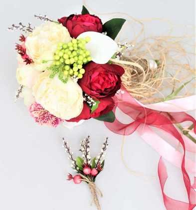 Gelin Çiçeği Monalisa 2li Set (Gelin Buketi, Yaka Çiçeği) - Thumbnail
