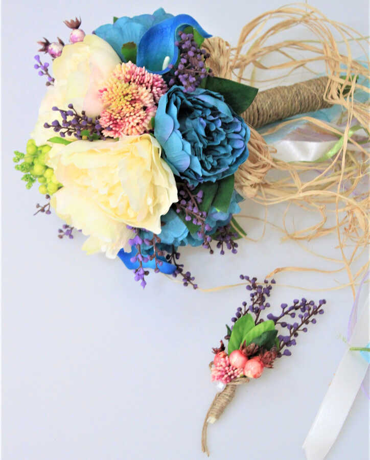 Gelin Çiçeği Sophia 2li Set (gelin Buketi, Yaka Çiçeği)