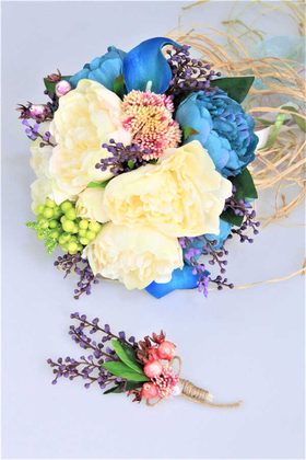 Gelin Çiçeği Sophia 2li Set (Gelin Buketi, Yaka Çiçeği) - Thumbnail