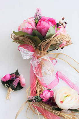 Gelin Çiçeği Okoplis 3lü Set (Gelin Tacı, Yaka Çiçeği) - Thumbnail