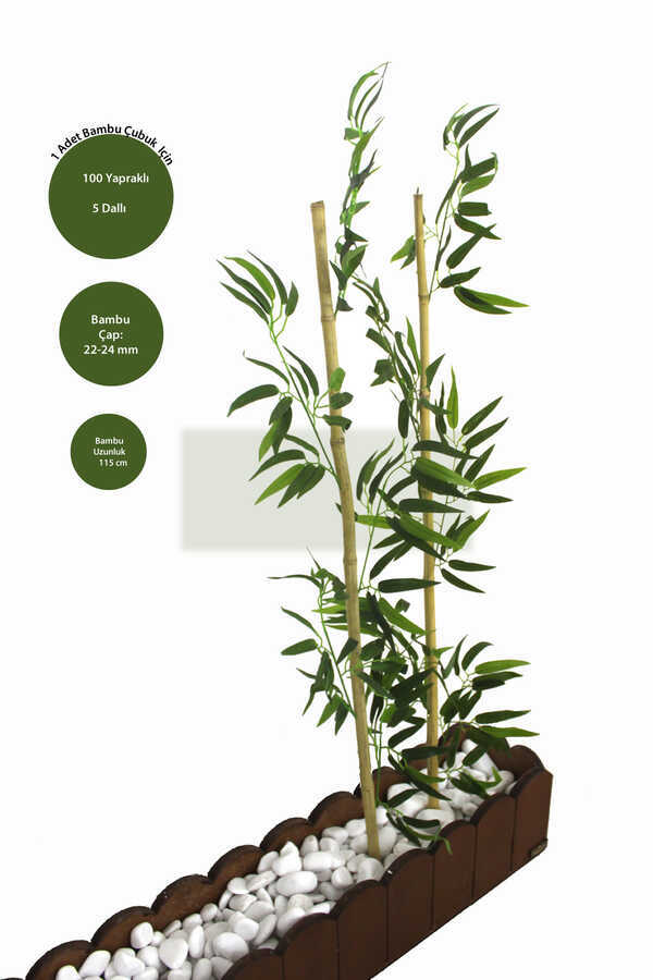 Gerçek Bambu Yapay Yeşil Yapraklı 115 cm