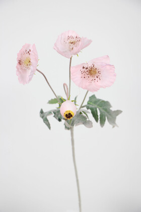 Yapay Çiçek Deposu - Yapay Çiçek Tozlu Lüx 4lü Gelincik Dalı 60 cm Pembe