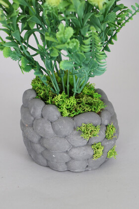 Kabartmalı Saksıda Yapay Lüx Top Yeşillik Bitki 26 cm - Thumbnail