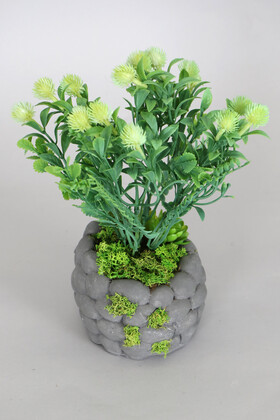 Yapay Çiçek Deposu - Kabartmalı Saksıda Yapay Lüx Top Yeşillik Bitki 26 cm