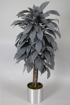 Yapay Çiçek Deposu - Paslanmaz Çelik Saksıda Gri Yapraklı Yapay Ceviz Ağacı 145 cm