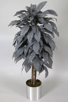 Paslanmaz Çelik Saksıda Gri Yapraklı Yapay Ceviz Ağacı 145 cm - Thumbnail