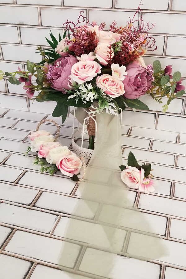 Gül Kaktüs Kuru Çiçek 3lü Set