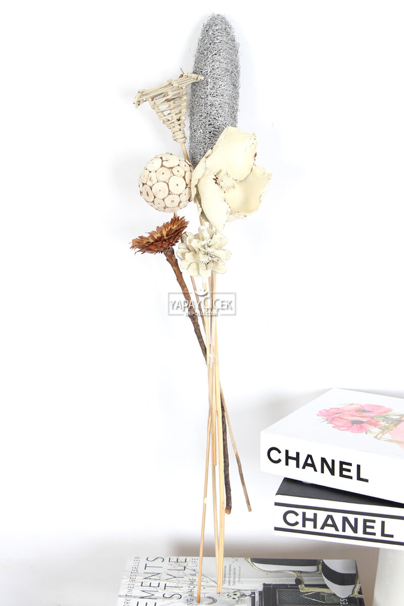 Dekoratif Tropikal Kuru Çiçek Buketi Vazo Çiçeği 50 cm Set 5