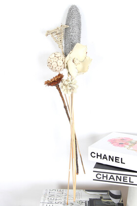 Dekoratif Tropikal Kuru Çiçek Buketi Vazo Çiçeği 50 cm Set 5 - Thumbnail