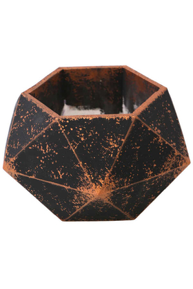 Handmade Beton Saksı 10.6 cm Model-11 Siyah-Bakır Yaldızlı - Thumbnail