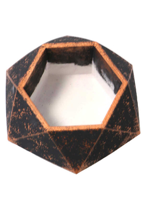 Handmade Beton Saksı 10.6 cm Model-11 Siyah-Bakır Yaldızlı - Thumbnail