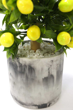 Handmade Beton Saksıda Yapay Limon Ağacı Tombul Model 40cm - Thumbnail