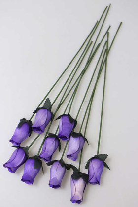 Yapay Çiçek Deposu - 10Lu El Yapımı Ağaç Kabuğundan Dekoratif Gonca Gül Mor