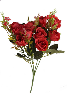 Yapay Çiçek Deposu - Hawai Gül Demeti (Kırmızı)