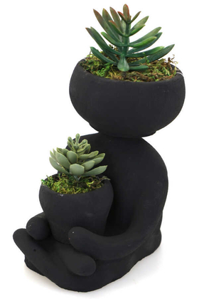 Succulentli Buda Heykeli Siyah Trend Model - Thumbnail