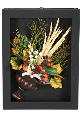 Yapay Çiçek Deposu - Dekoratif Çiçekli Çerçeve Tablo 28cmx37cm Kod:101