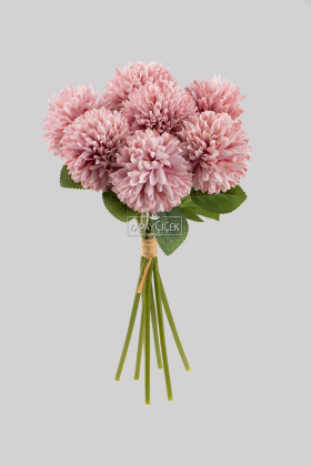 Yapay Çiçek Top Krizantem 7li Mini Kartopu Demeti 23 cm Lila - 2