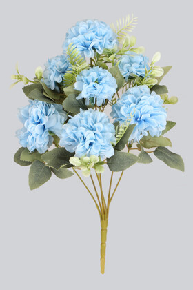 Yapay Çiçek Deposu - Yapay İri 7 Dal Kasımpatı Demeti 43 cm Açık Mavi
