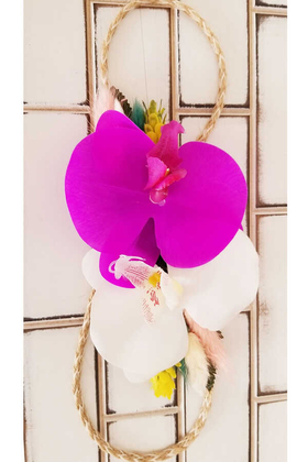 Islak Orkide ve Şakayık Güller Gelin Çiçeği Mor Beyaz 3lü set - Thumbnail
