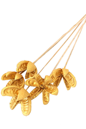 Yapay Çiçek Deposu - Tropic Bullet Flower Kuru Çiçek 5li Gold-Altın Renk