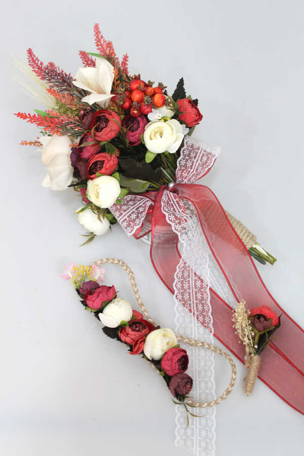 İzmir Gelin Buketi 3lü Set