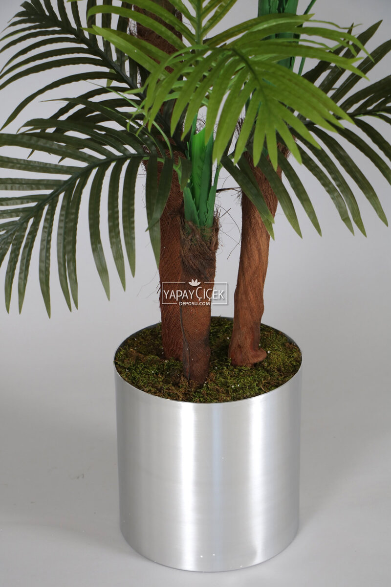 Gri Metal Saksılı Yapay Areka Palmiye Ağacı 180 cm