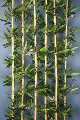 Kumaş Yapraklı 6 Çubuklu Gri Saksıda Bambu Seperatör (20x70x220cm) - Thumbnail