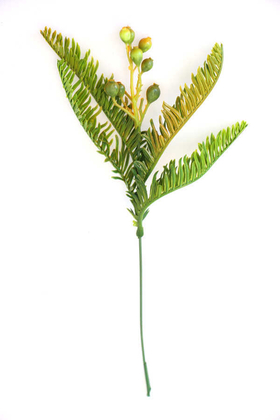 Yapay Çiçek Deposu - Yapay Küçük Ara Dal Garnitür Bitki 25 cm Yeşil-Turuncu