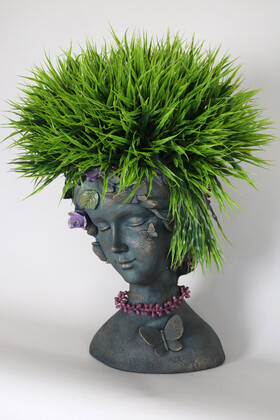 Dev Helen Heykel Büst Saksıda Çiçek Aranjmanı 65 cm Yeşil Tonlar - Thumbnail