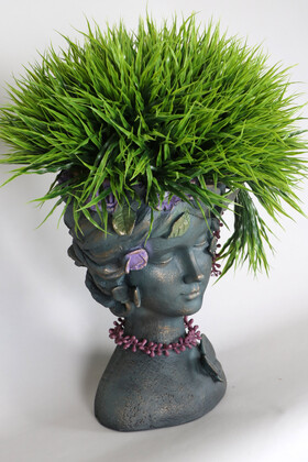 Dev Helen Heykel Büst Saksıda Çiçek Aranjmanı 65 cm Yeşil Tonlar - Thumbnail