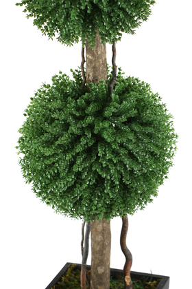 Yapay 2li Okaliptus Şimşir Top 140cm Yeşil (Dekoratif Ahşap Saksılı) - Thumbnail